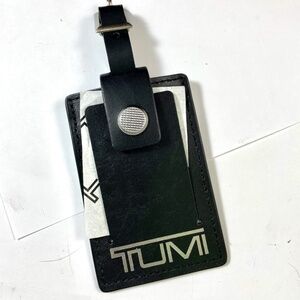 Tumi Luggage ID Hang Tag Briefcase Duffle Tag Travel Leather Black BRAND NEW